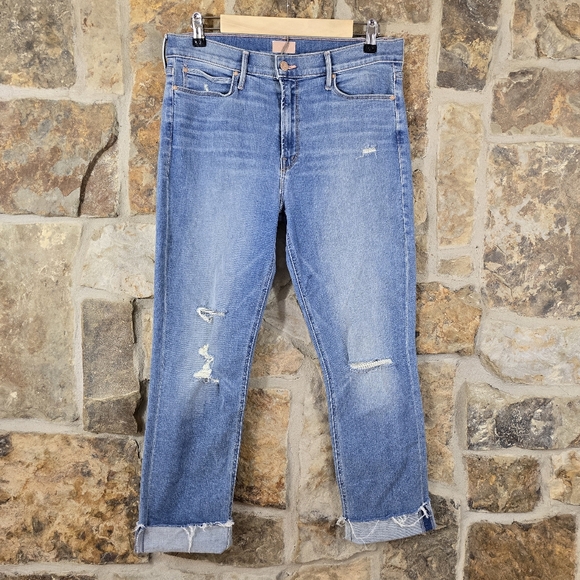 Mother The Midrise Dazzler Ankle Fray Weekend Kitten Denim Jeans - Picture 2 of 13